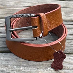 Men's Handmade Leather Belt Brown Size 39 Handmade in Pakistan
